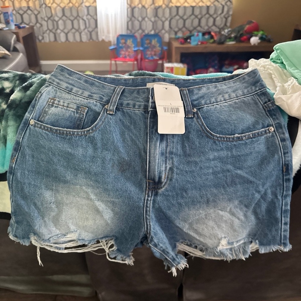 KanCan Blue Distressed Jean Shorts